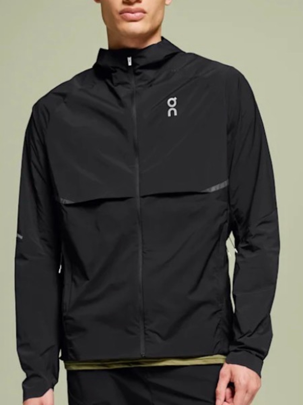 On Running Black Hooded Windbreaker Jacket